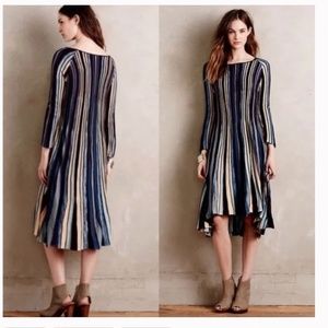 Anthropologie Blue Striped Sweater Dress with detached slip